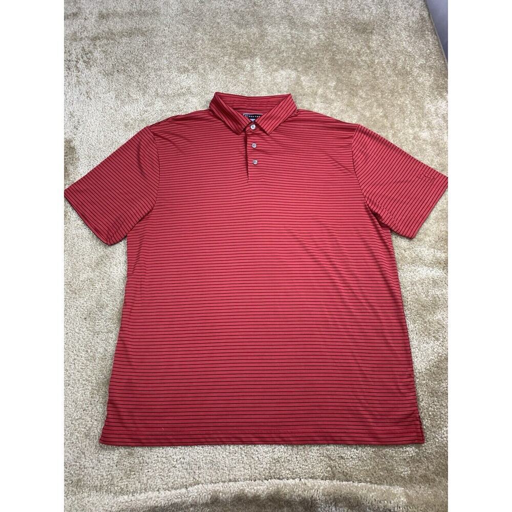 PGA Tour Mens Red & Black Striped Short Sleeve Golf Performance Polo Size XL 887
